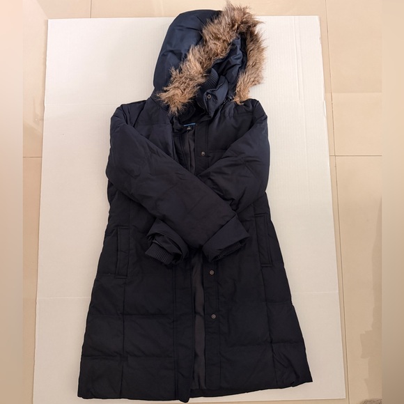 GAP Navy Blue Removable Hooded Puffer Jacket Women’s Size Medium - Picture 1 of 4